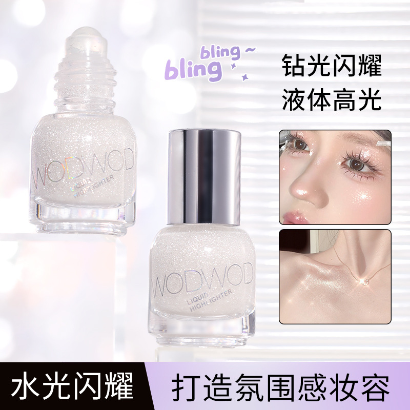 Wodwod Diamond Focus Roll-On Highlighting Liquid Long-Lasting Delicate Skin-Friendly Shine 360 ° Explosive Shimmering Pearlescent Highlighting Liquid