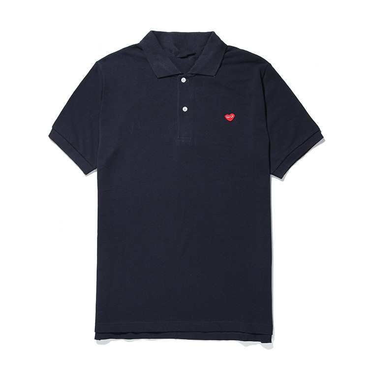 Heiplay Japanese Fashion Brand Peach Heart Men's and Women's Cotton Lapel Short Sleeve Blue Red Love Polo Shirt Couple