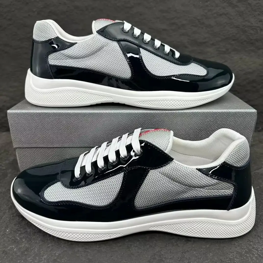 Prada America's Cup Sneakers Black Patent Leather Mesh