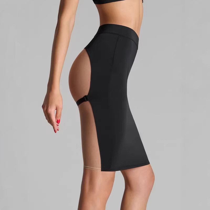 2026 Summer European and American Style Back-Side Mesh See-Through Sexy Stretchy Hot Girl Seductive Erotic Skirt Wholesale