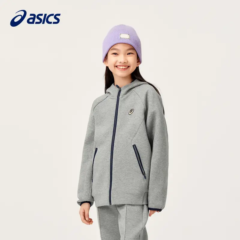 [Same Style in the Mall] Asics Outwear Children's Clothing 2025 Spring Men's girl Tennis Sports Cardigan Hooded Sweatshirt