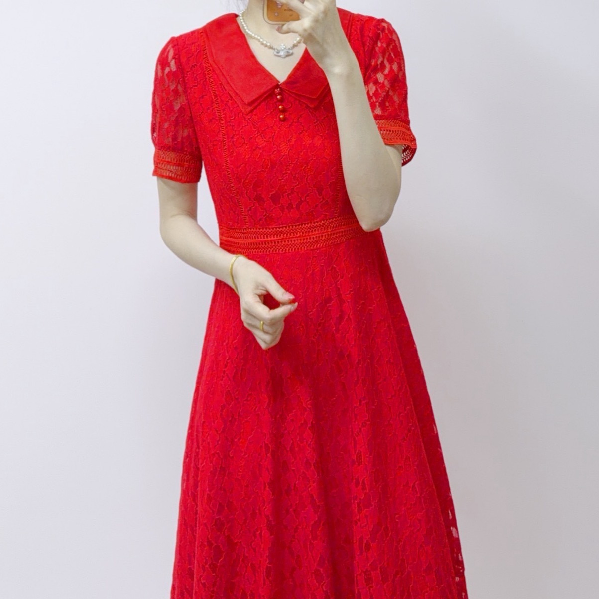 [Available for Sale at the Store] 2026 Spring New Fashion Stylish Double-Layer Collar Lace Dress 325