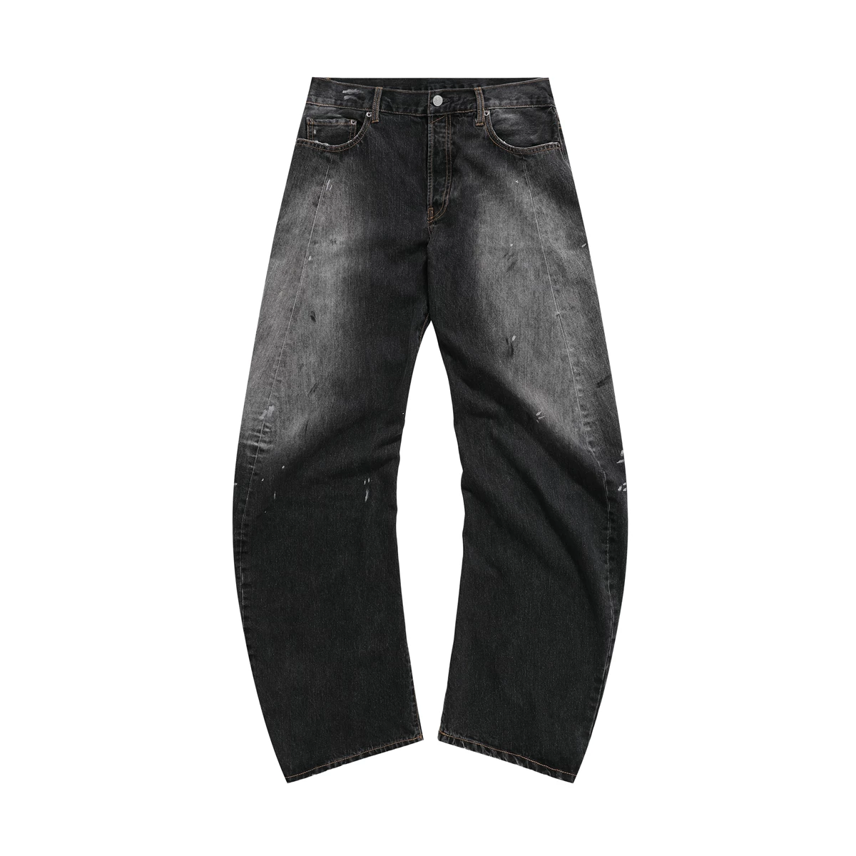 Roaring Little Eyes AC 25SS Black Grey 2006M Water Washed Vintage Graffiti Splash Ink Loose Bent Knife Jeans