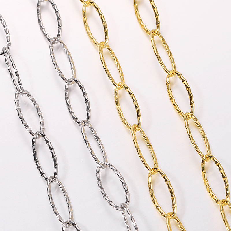 Multicolor 304 Color-Preserving Stainless Steel Flat Flower Cross Chain Jewelry Accessories Necklace Clothing Bracelet Side Chain 15*7mm