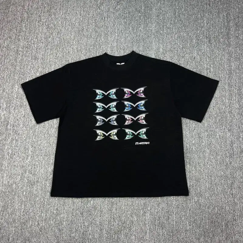 Mertra Trendy Street Hip-Hop Colorful Butterfly Print Summer Loose Casual Short-Sleeve T-Shirt for Men and Women Couples Ins