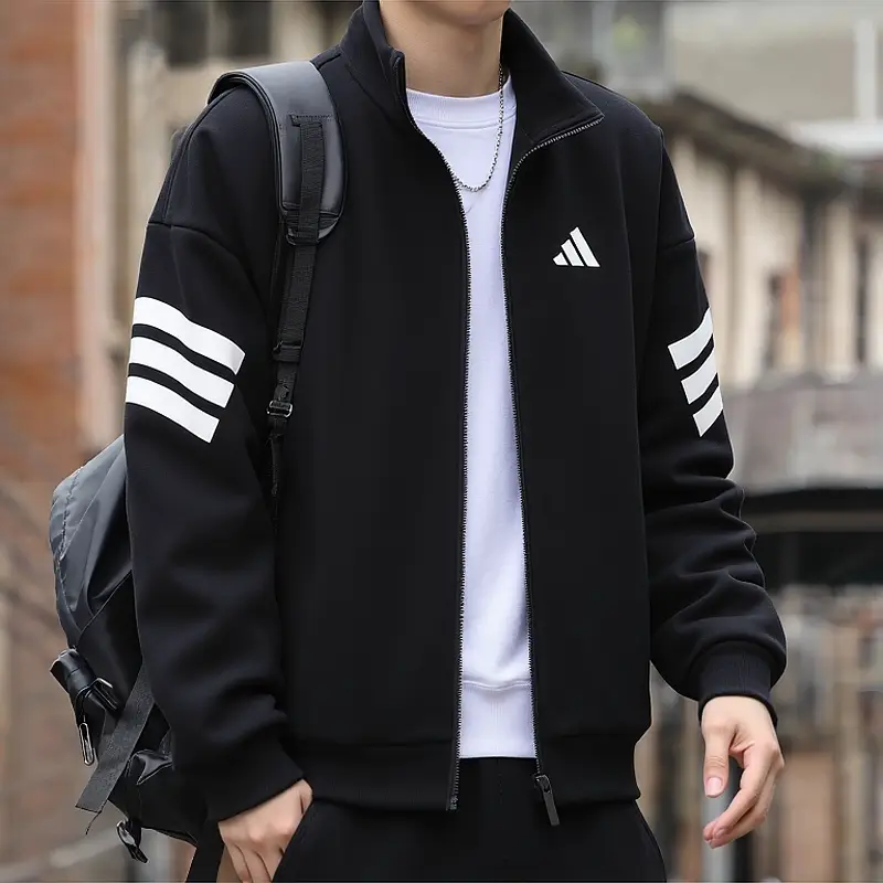 Adidas Outwear Men's Autum New arrival Knitting Sportswear Windproof thickened Loose Basketball Casual Stand Collar jacket