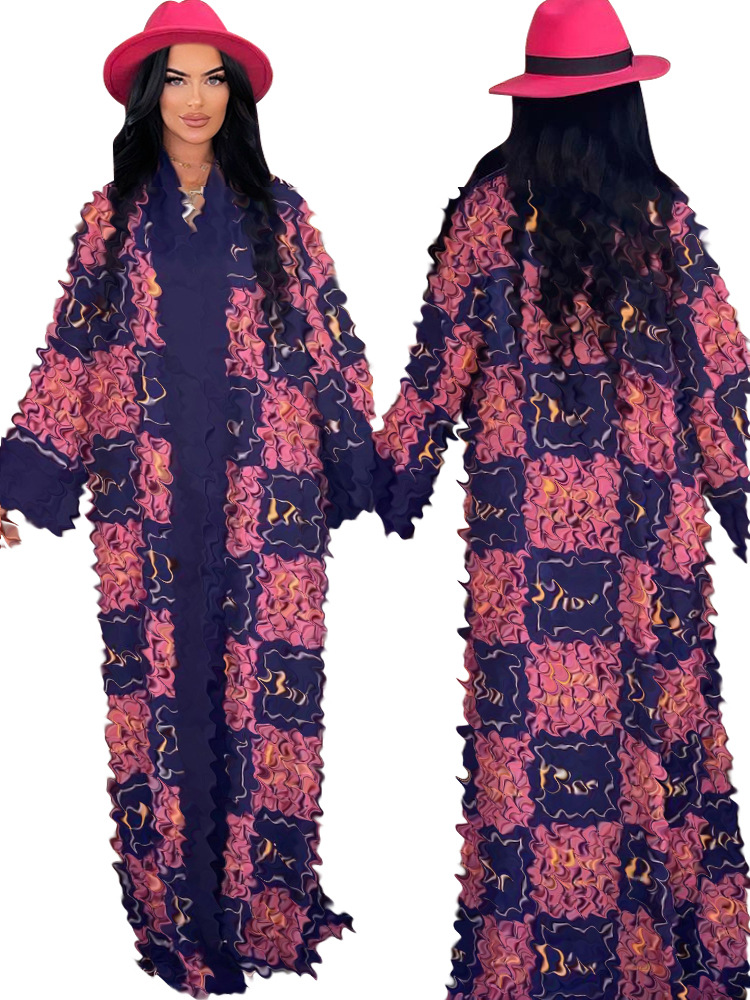 Y71378 European and American Clothing Cross-Border Autum New Fashion Lady Style Long-Sleeved Thin Outwear Cloak