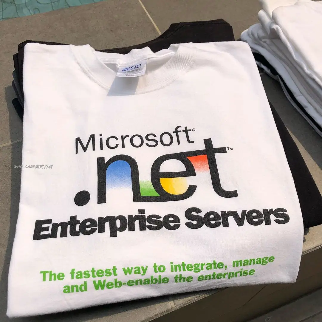 Who Care Retro Encyclopedia Microsoft Vintage Style Niche Outfit Short-Sleeved T-Shirt Loose High Street Casual