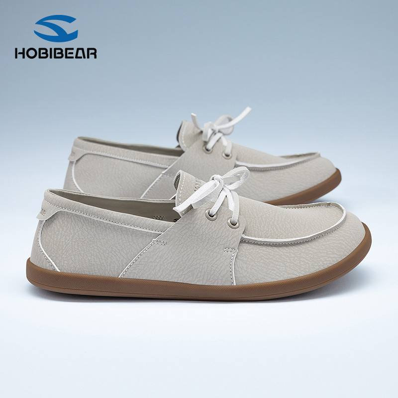 Hobibear Wide-Toe Shoes for Spring and Autumn, Men's Boat Shoes, Comfortable Soft-Soled Slip-On Loafers, Casual Flat Shoes
