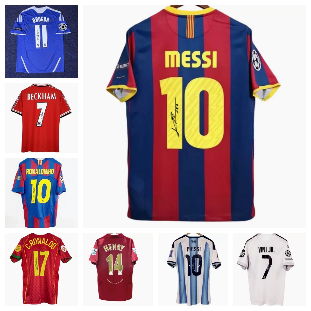 Football Jerseys Signed Version Retro Jerseys Manchester United Brazil Barcelona Messi Real Madrid No. 7 C. Ronaldo Spain Cross-Border Shipping