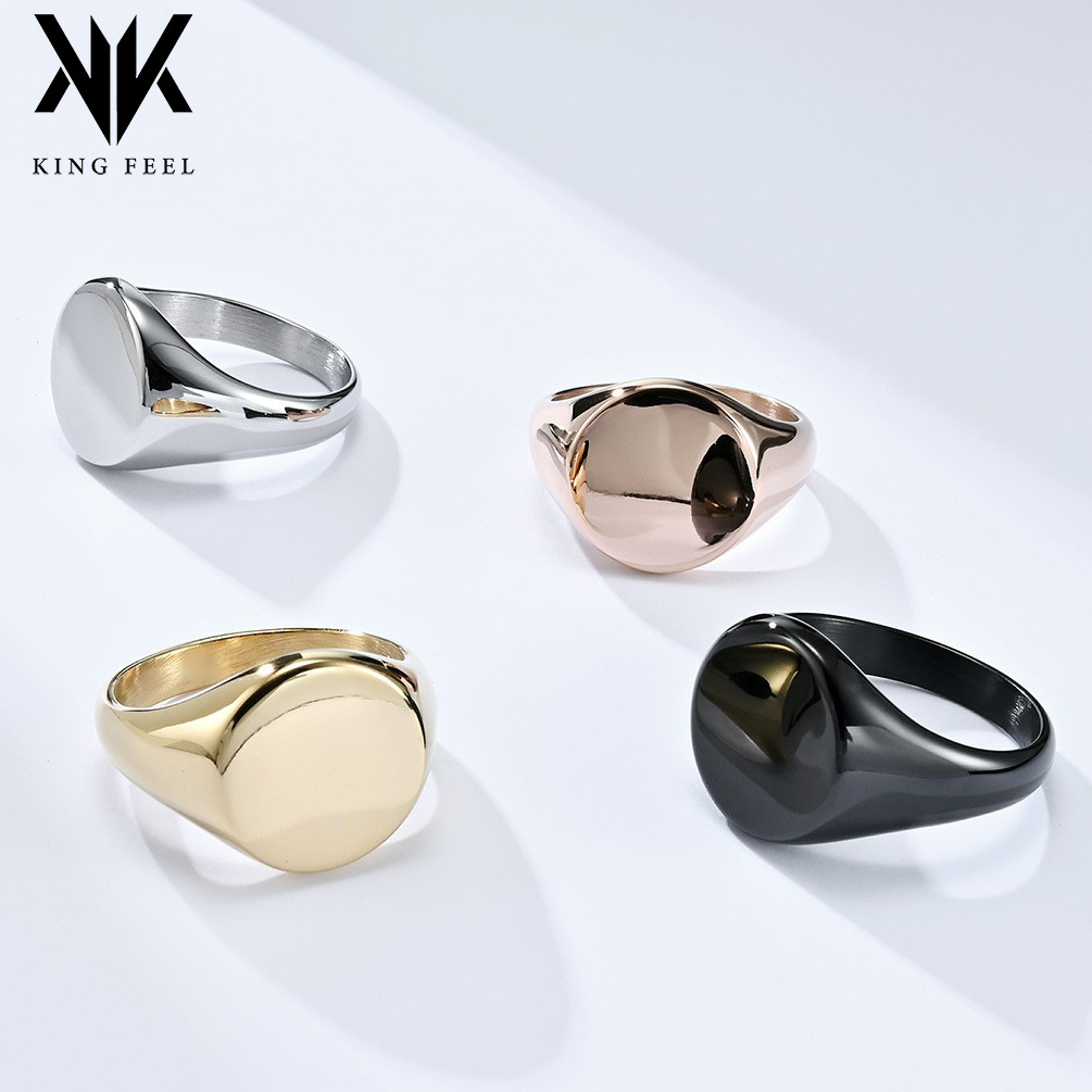 Cross-border Simple Light Luxury Titanium Steel Glossy Seal Ring Ring with Cold Wind Mirror Polished Trendy Hand Jewelry
