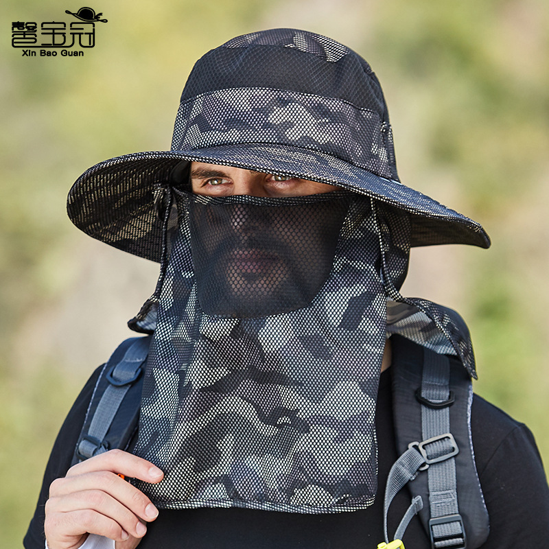 9012 Cross-Border Sun Protection Hat Men's Fishing Hat Camouflage Sun Hat Face Covering Summer Outdoor Fisherman Hat Sun Hat