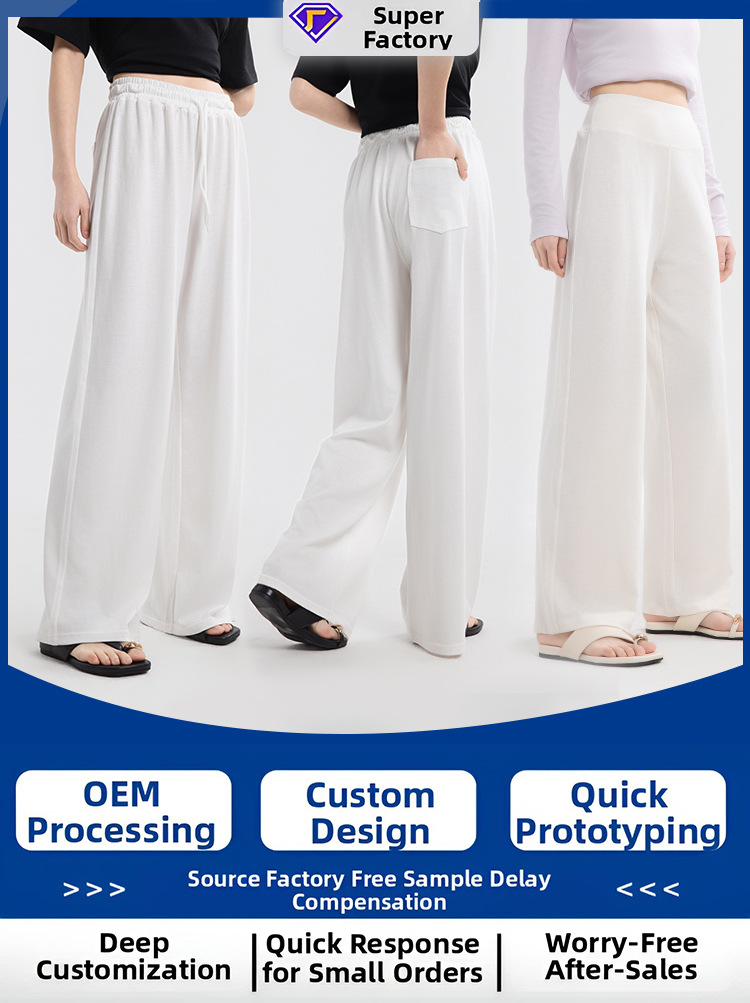 Old Money Style Linen Wide-Leg Pants Support Customization with Your Own Design, Loose and Breathable Long Pants