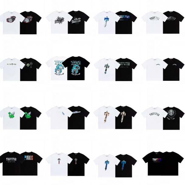 Wholesale Trap Gradient Letter Tiger Head Short-Sleeved European and American High Street Fashion Brand Trap Star Printed T-Shirt Loose Star