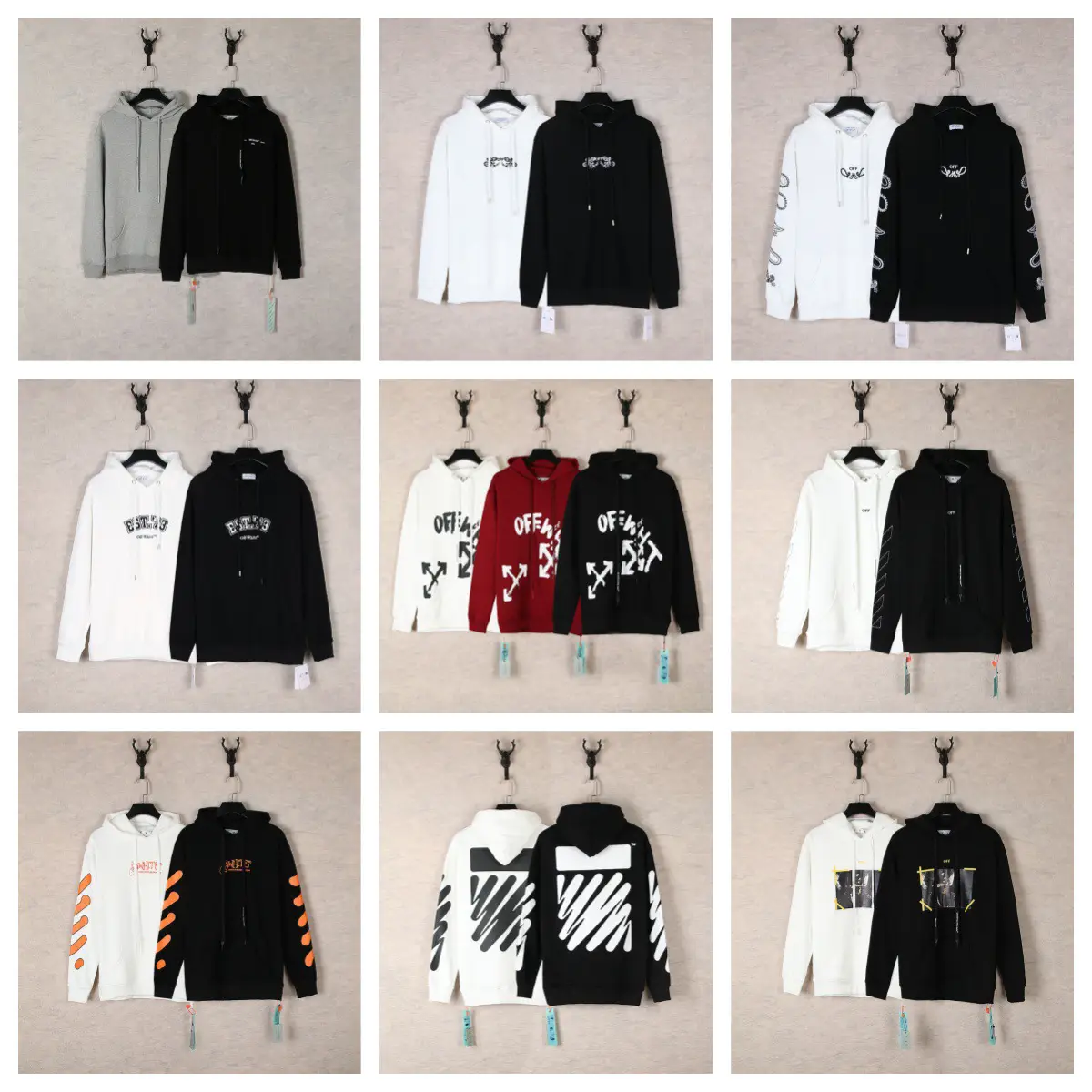 Ow Trendy Brand Hooded Sweatshirt Off Angel Arrow Print Unisex Couple European Style Loose Sweatshirt