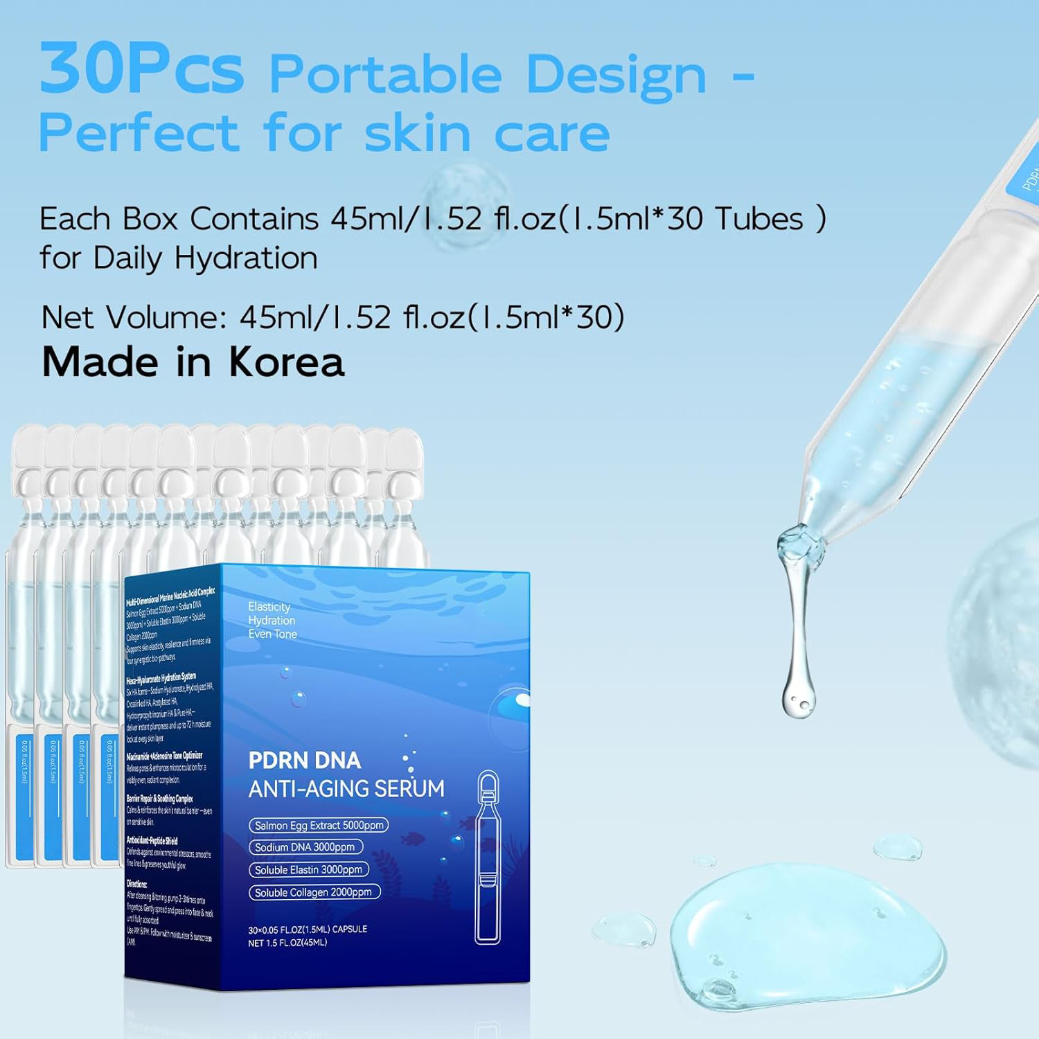 Cross-Border Best-Selling Salmon Dna Pdrn Anti-Wrinkle Single-Use Serum, Hyaluronic Acid Skin-Tightening Single-Use Serum