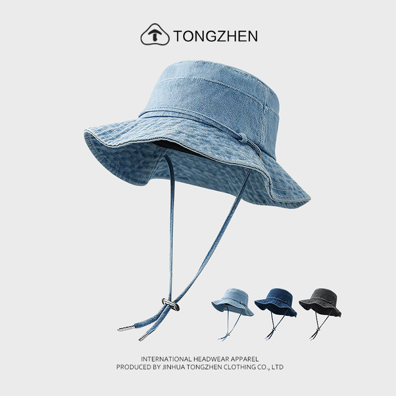 2025 New Denim Fisherman Hat Women's Summer Mountaineering Camping Sun Shade Hat Men's Washed Retro Distressed Hat