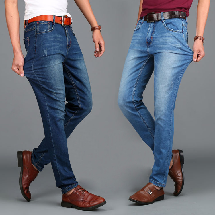 2025 Autumn and Winter Men's Jeans Straight Slim Fit Plus Size Mid-Rise Men's Jeans Stretch Simple Business Long Pants Men