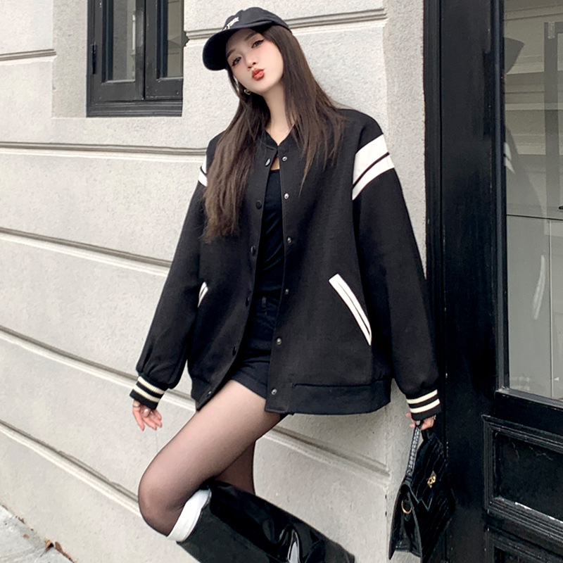 American retro baseball jacket women's small 2023 autumn new high-grade fried street couple baseball jacket