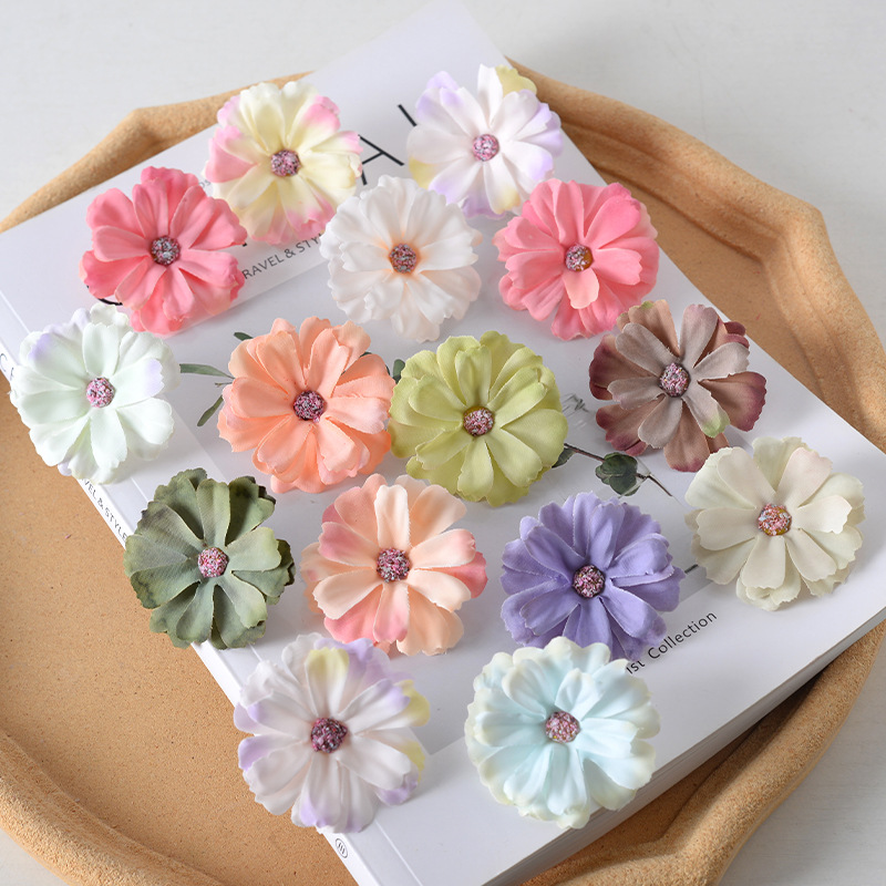 simulation small chrysanthemum flower head mori series small daisy sunflower cosmos artificial artificial flower silk cloth hairpin flower diy material