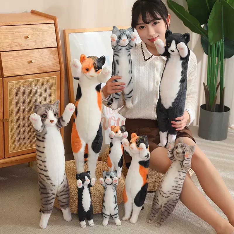 Cute Standing Lucky Kitten Plush Toy Calico Tabby Cat Doll Children Girl Gift Doll