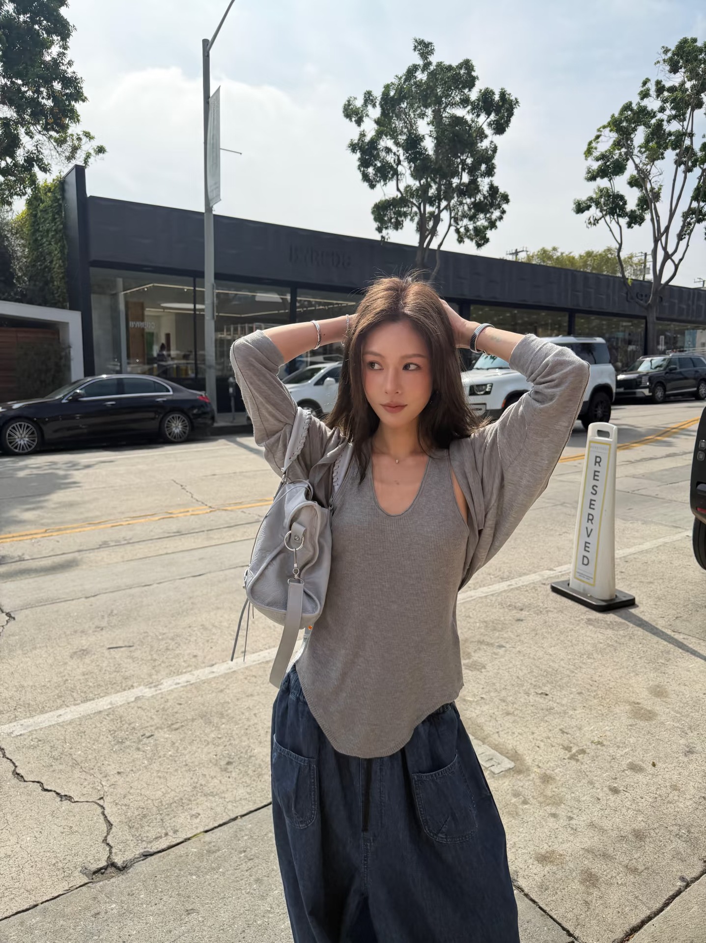 Nana's Same Style [Multi-Color Classic] Lyocell Wool Niche Slightly Sheer Vest, Cardigan, and Long Pants Three-Piece Set for Women