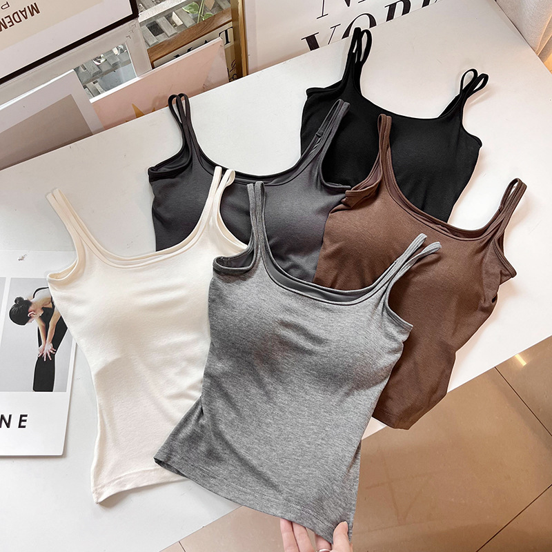 Paper Bag, Stir-Fried, Comfortable and Cool Shoulder Straps, Non-Adjustable, High Elasticity, Pure Color Women's Camisole