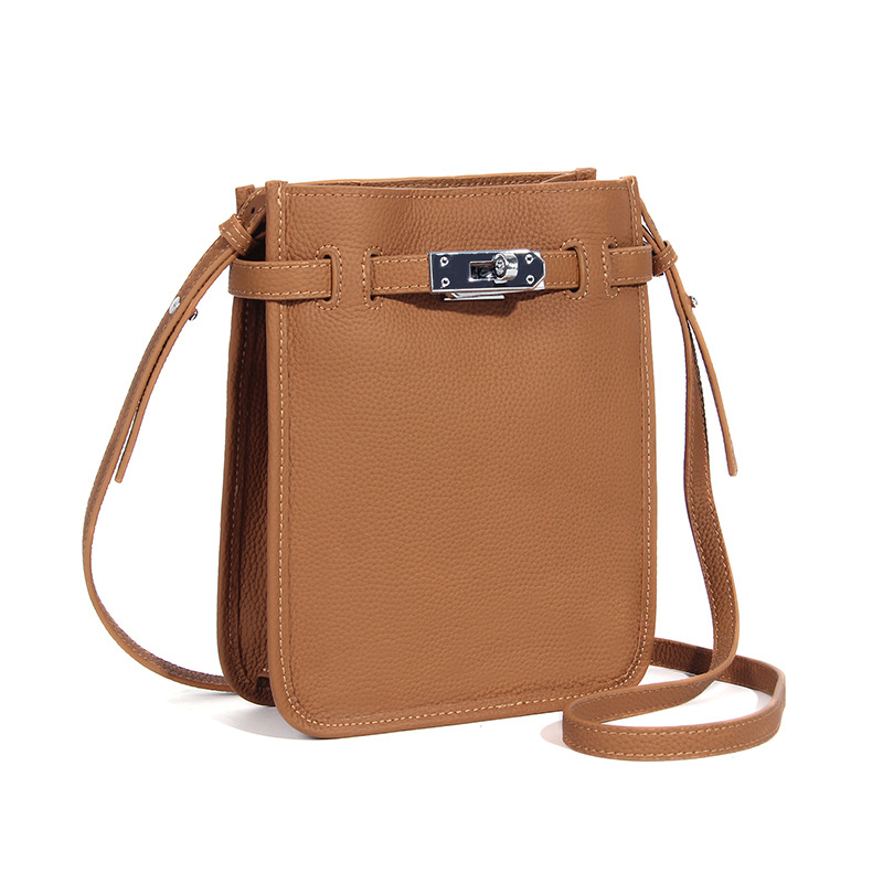Top Layer Cowhide Leather Crossbody Bag Women's High-end High-capacity New Japanese-Korean Niche Simple Genuine Leather Bucket Shoulder Bag