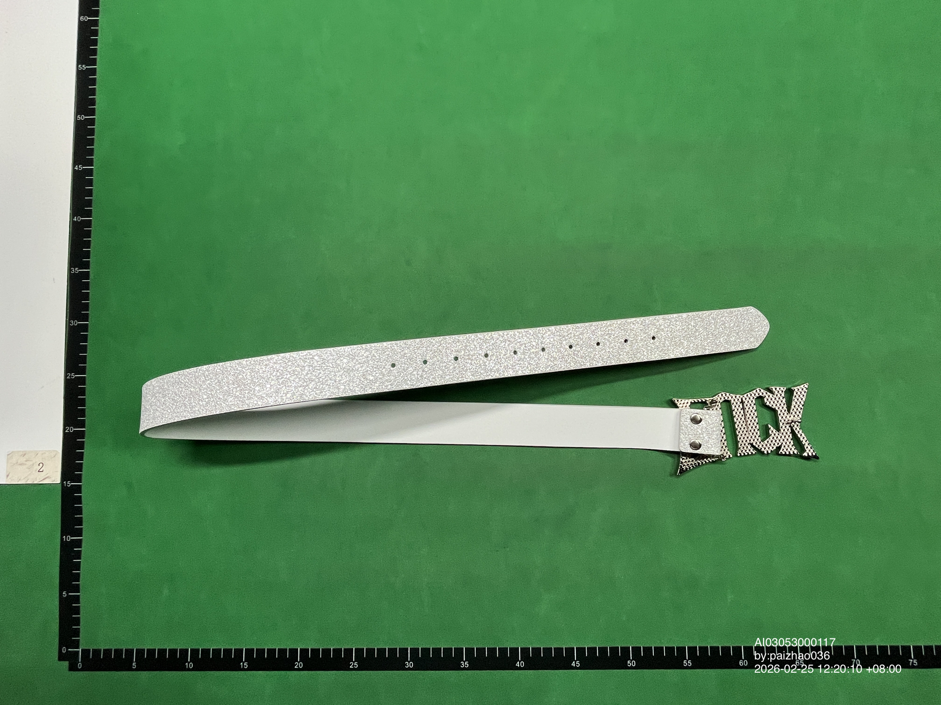 Fourth3Ex  Full Diamond Shiny Silver Genuine Leather Belt for Men and Women Punk Hip-Hop Logo Metal Buckle Belt — QC-foto 3