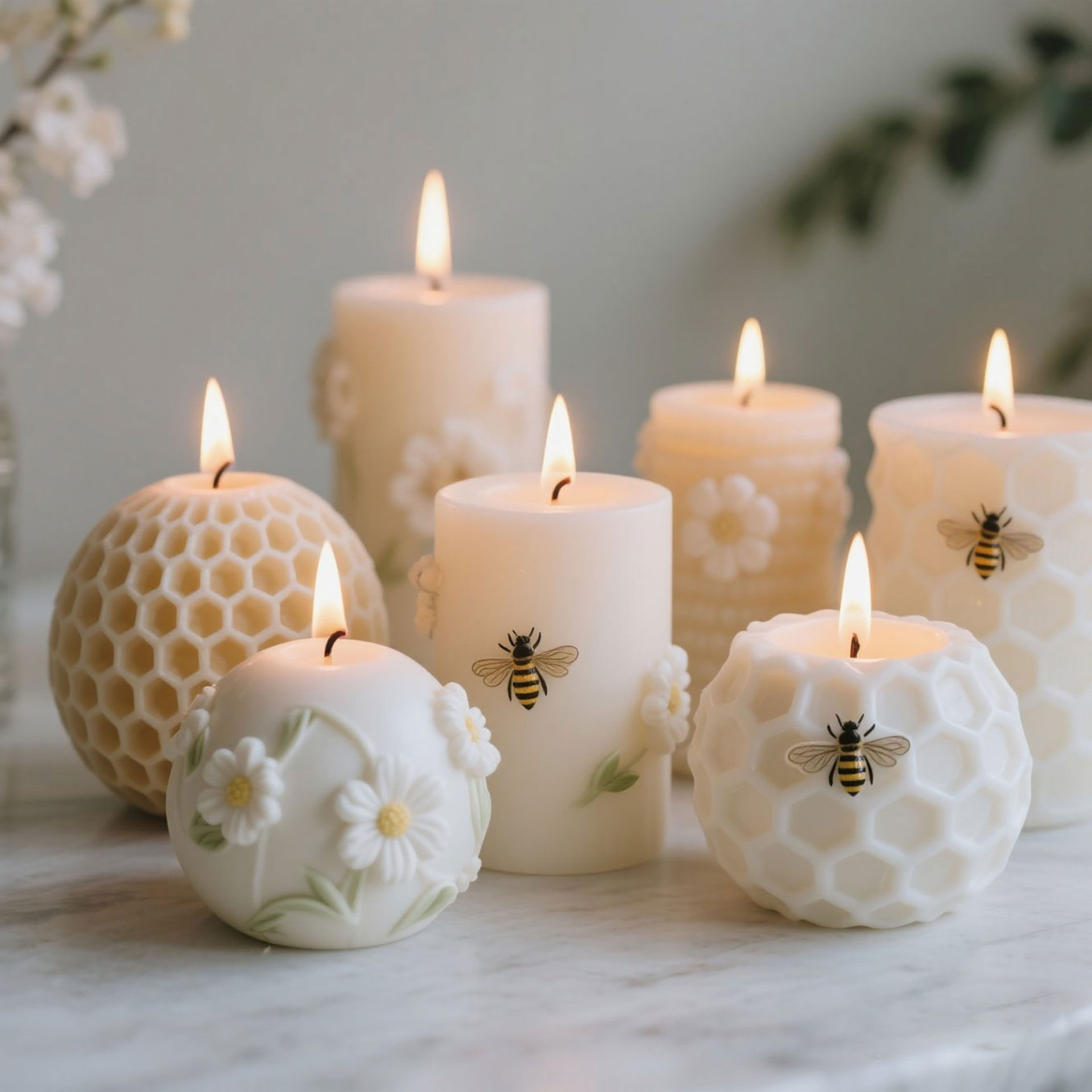 Jiahui Beauty Honeycomb Bee Candle Mold DIY Handmade Soap Aromatherapy Diffuser Stone Silicone Mold