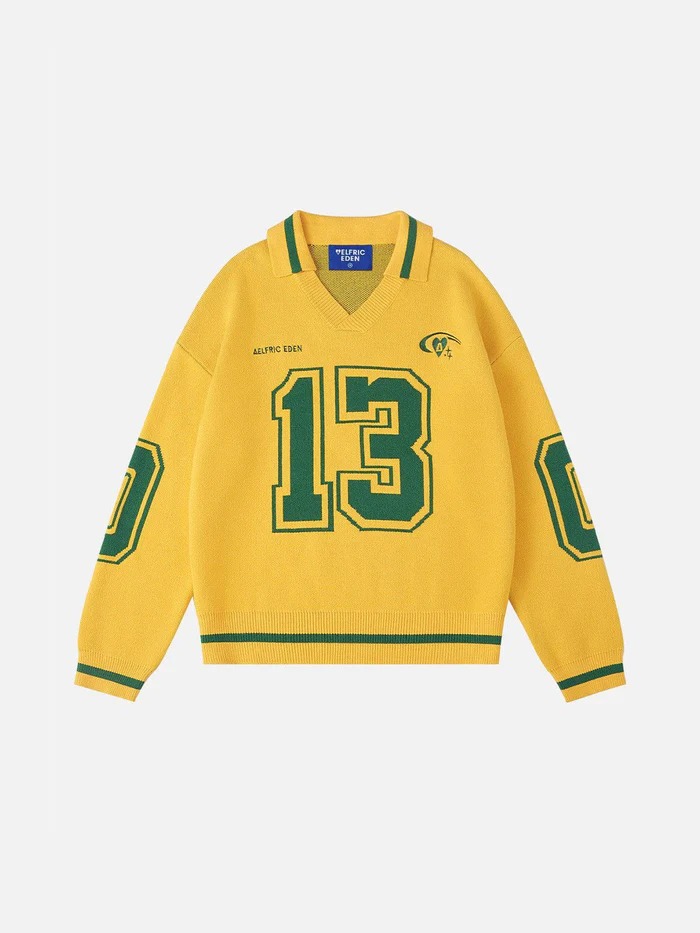 Cross-Border Independent Station Sports Style Lapel Long-Sleeved Knitwears for Men and Women 2025 Autumn Contrasting Color Pullover Knitwears