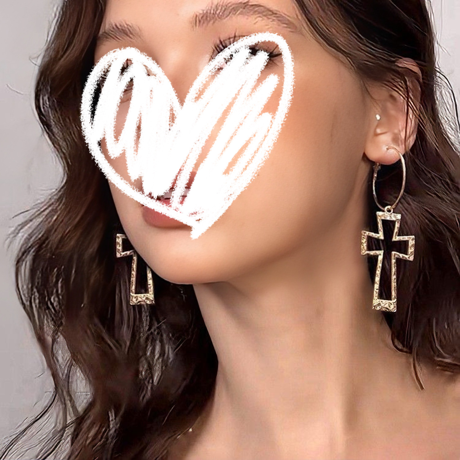 European and American Retro Cross Earrings Women's Hollow Metal Long Distinctive Earrings Niche Exaggerated Light Luxury Elegant Earrings
