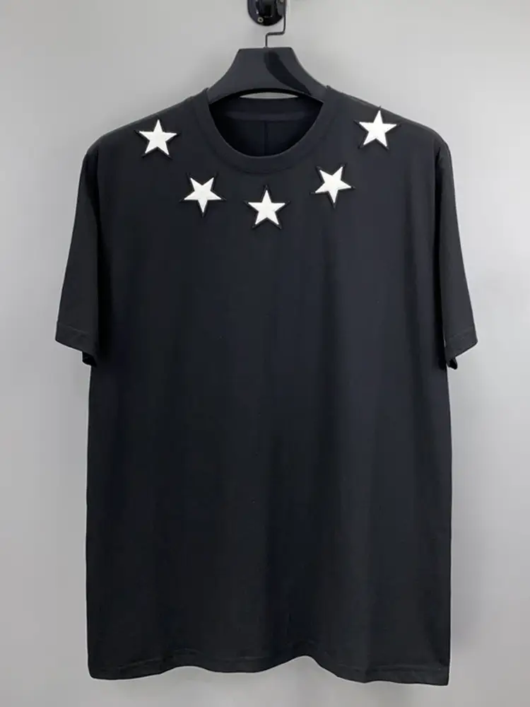 European and American fashion brand pentagram T-shirt short sleeved unisex plush couple outfit half sleeved loose large size pure cotton T-shirt