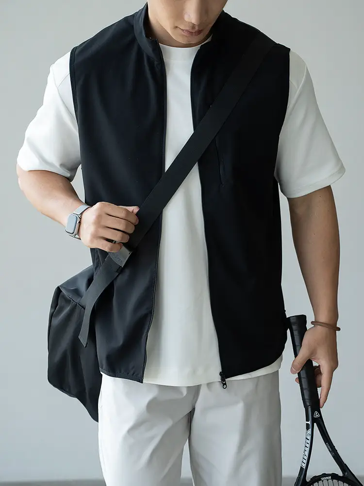Lightweight Waterproof Vertical Breathable Vest 2025 Summer New Windproof Placket Multi-Pocket Commuter Outdoor Top