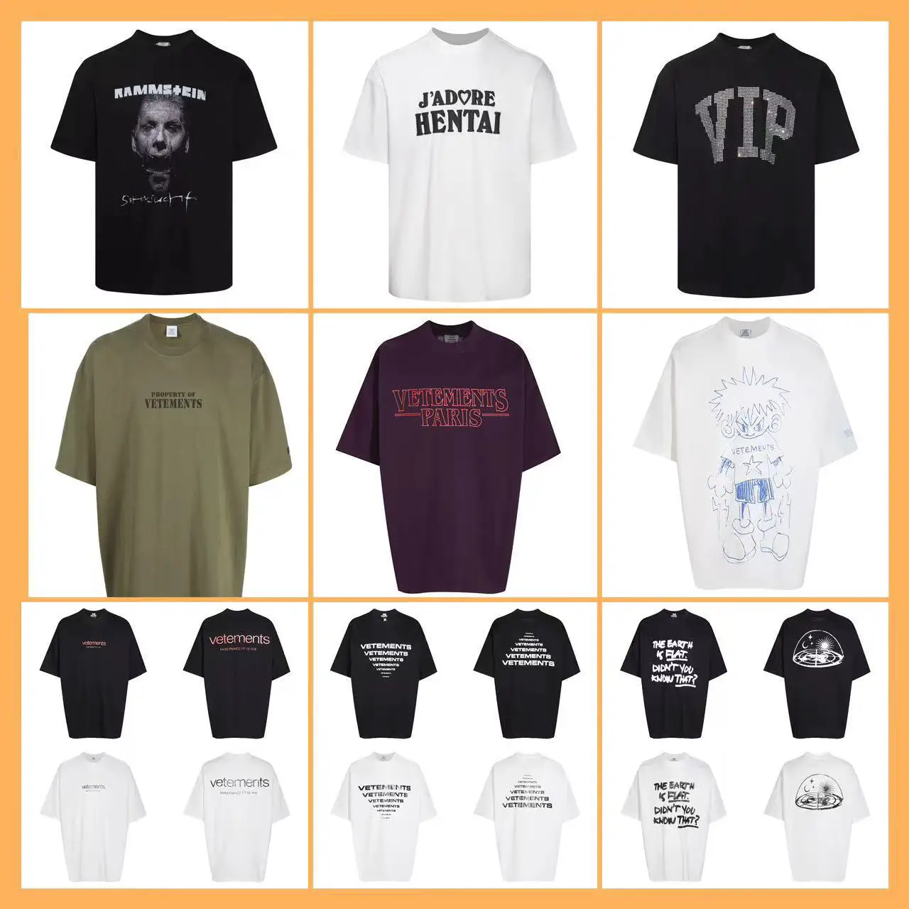 Cross-border VTM ICON new American trend signature letters OS loose casual short-sleeved round neck T-shirt men and women's models