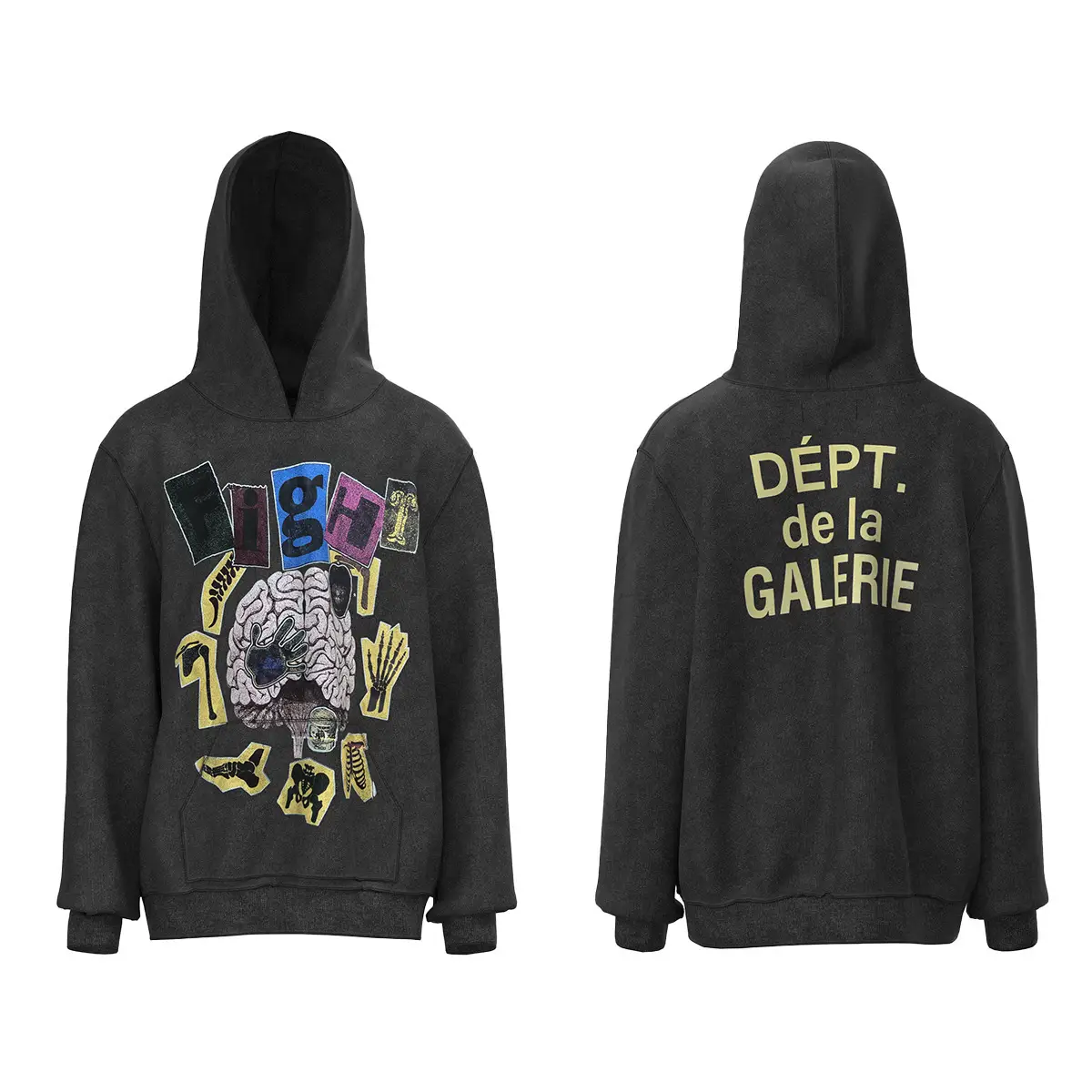 23SS Top Version American Retro Old Brain Printing Casual Loose Hooded Sweater Men's and Women's Hoodie