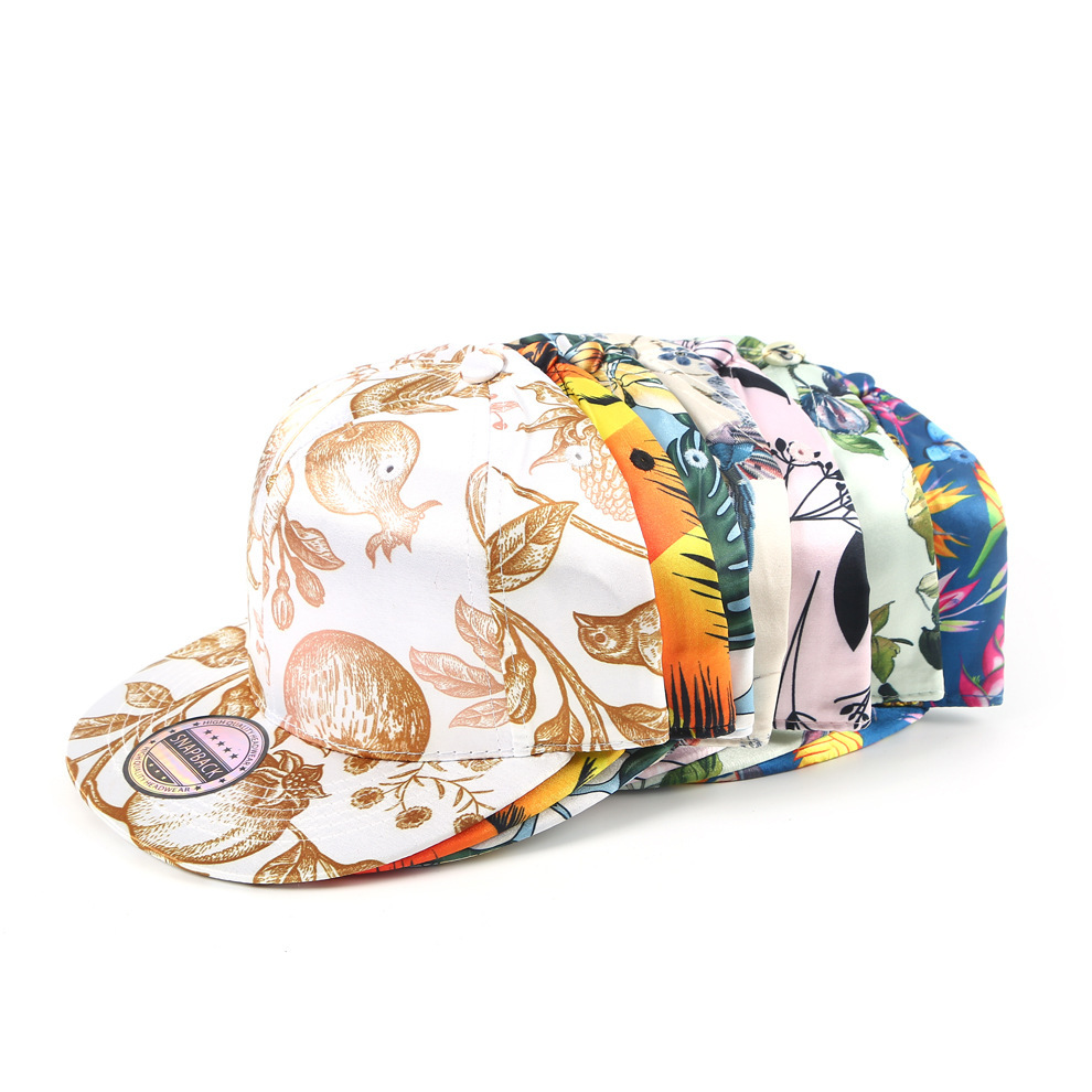 Sports Outdoor Breathable Silk Baseball Cap Printed Flower Sunshade Sun Hat Hip Hop Fashion Flat Tongue Cap
