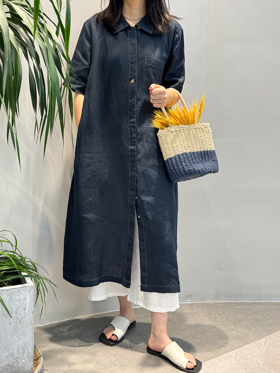 Suchi Summer Linen Dress Work Clothing Versatile Loose Slimming Look Extra Long Linen Skirt for Women