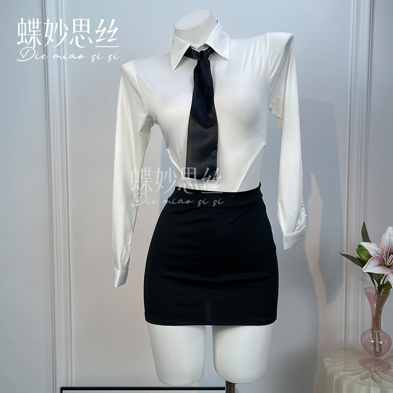 Diyi Miao Si Sexy Lingerie Workplace Ol Bodysuit Pure Desire Style Role-Playing Shirt Secretary Uniform A808