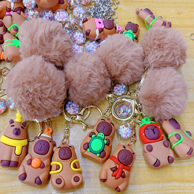 Cute Capybara Plush Keychain Pendant for Student Backpacks, Cross-Border Wholesale Trendy Keychain