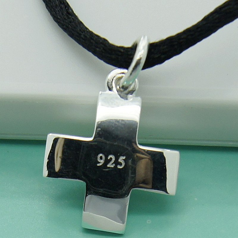 Foreign Trade Jewelry Silver-Plated Cross Black Rope Necklace K-Style Hot Sale Spot Supply Necklace Wholesale P344