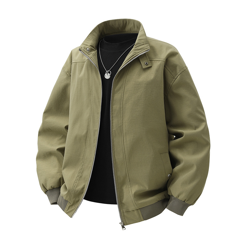 Cross-Border Men's Clothing New Men's Jacket Trendy Brand Casual Workwear Stand Collar Bomber Jacket Large Size Men's Jacket
