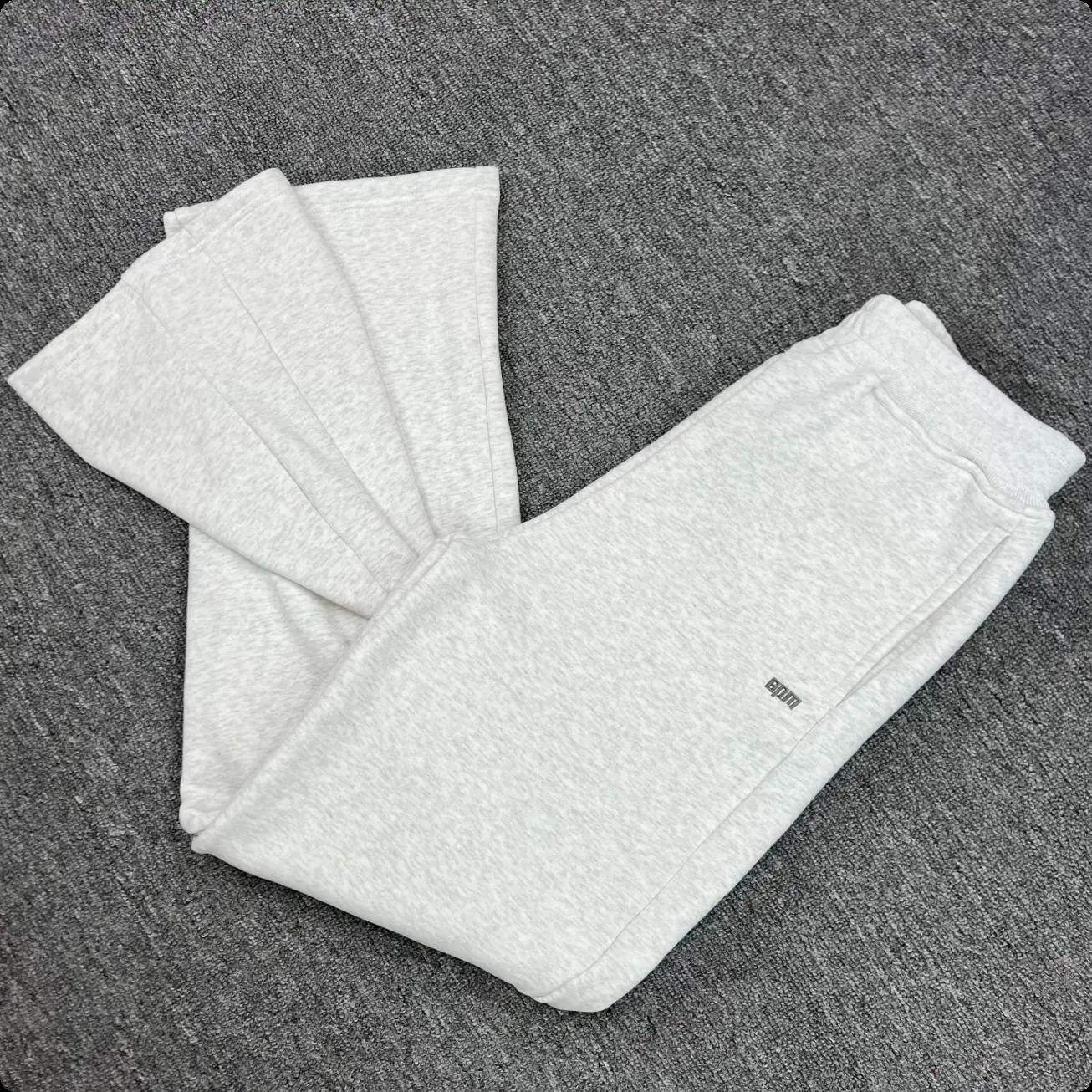 Trendy Logo Embroidery Simple Letter Fleece Set Unisex Loose Straight Casual Fleece Pants Trendy