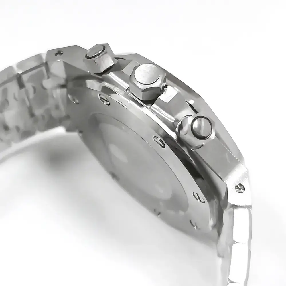 Modified Watch Quartz Men's Chronograph 41mm Stainless Steel Case + Watch Strap Japanese Vk63 Movement