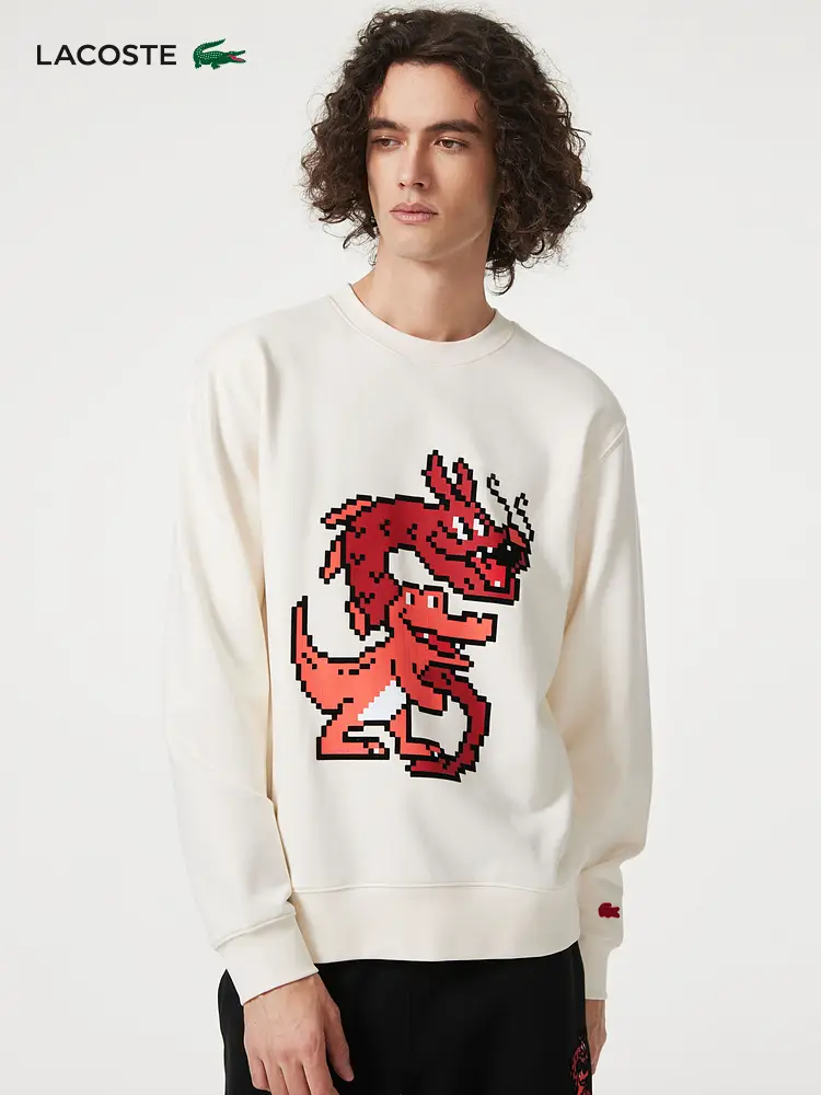 Lacoste Lacoste Dragon Year Spring Series Men's and Women's Same Cartoon Printed Crew Neck Sweatshirt | Sh4755