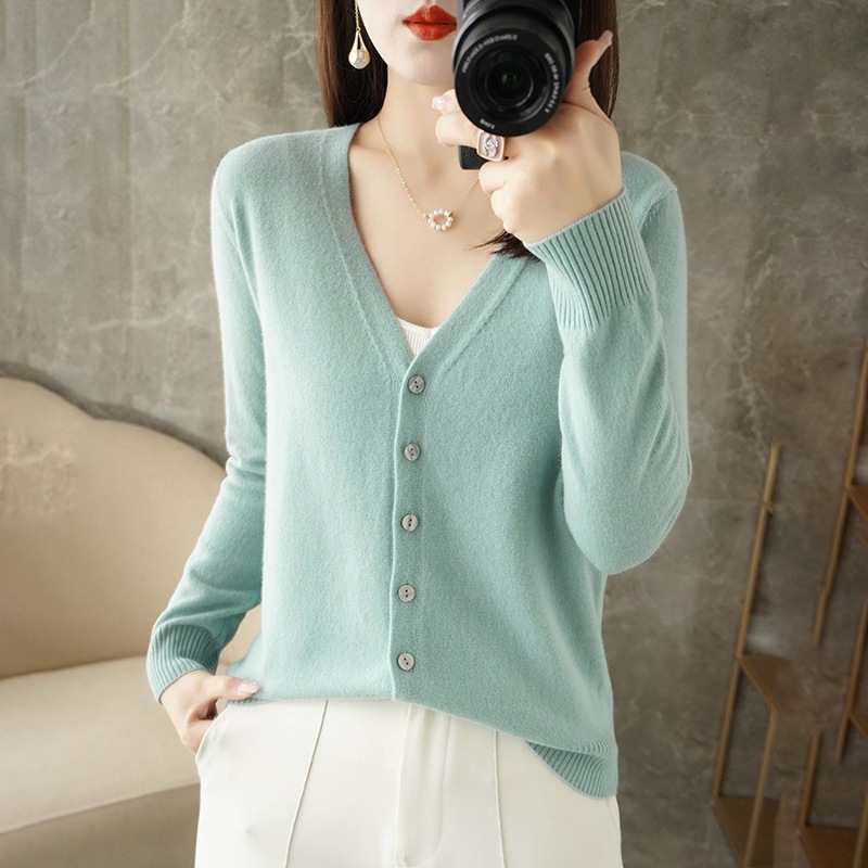 Knitted Cardigan Women's Spring Knitted Jacket Long Sleeve Sweater Cardigan Large Size Autumn Jacket Women's Cross-Border Sweater Jacket