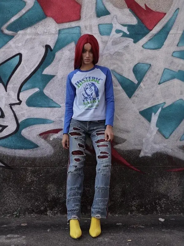 Without Me/Recombination Yoke* Raglan Color-Block Slim-Fit Pure Cotton Street Long-Sleeve Base Layer