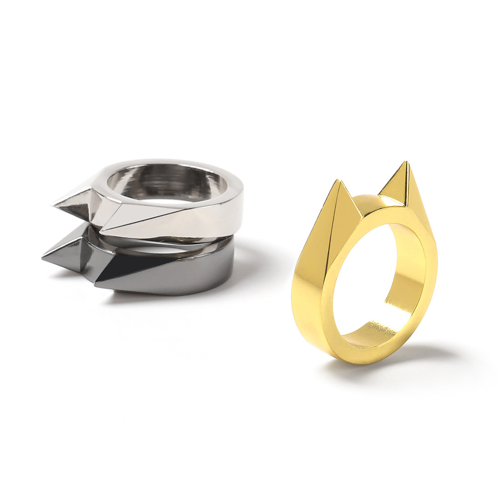 Self-Defense Cat Ear Ring Single Finger Buckle Ring Window Breaker Men's and Women's Self-Defense Self-Defense Wolf Weapon Pinky Tail Ring