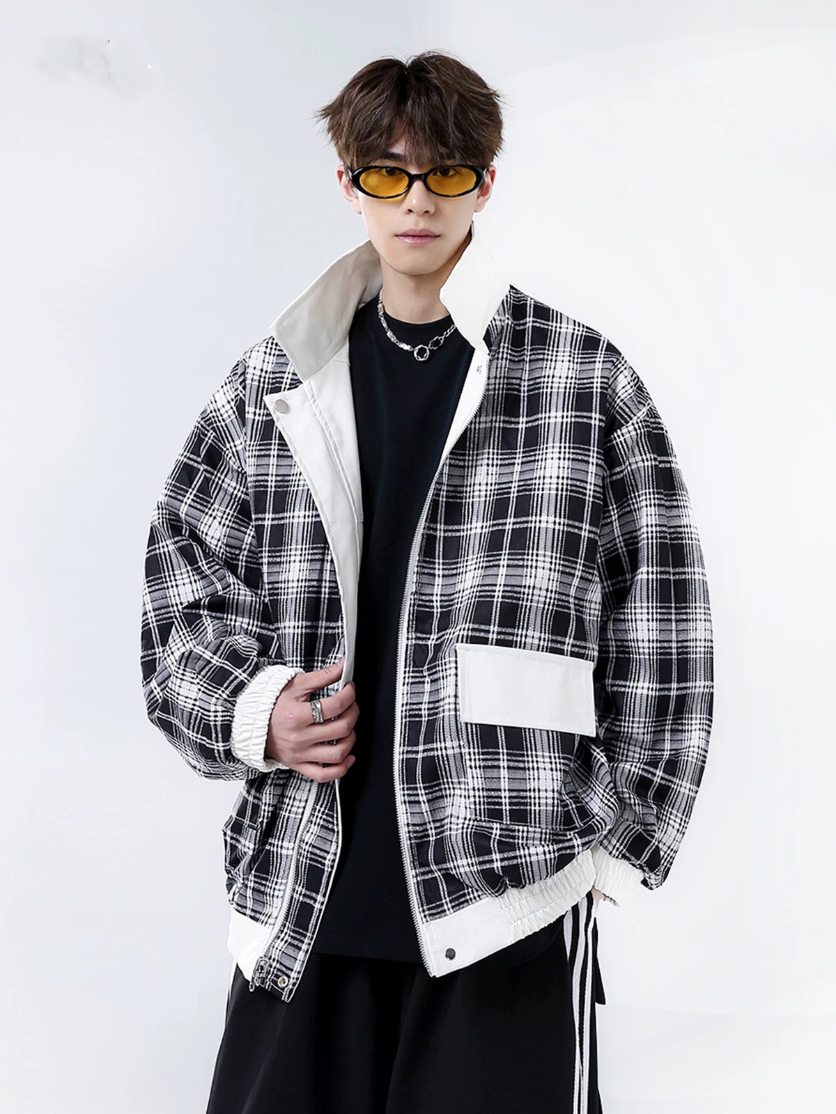 Double-sided Spring and Autumn New Lapel PU Leather Jacket Men's Riding Motorcycle Leather Jacket Men's American Style Street Retro Jacket Trendy