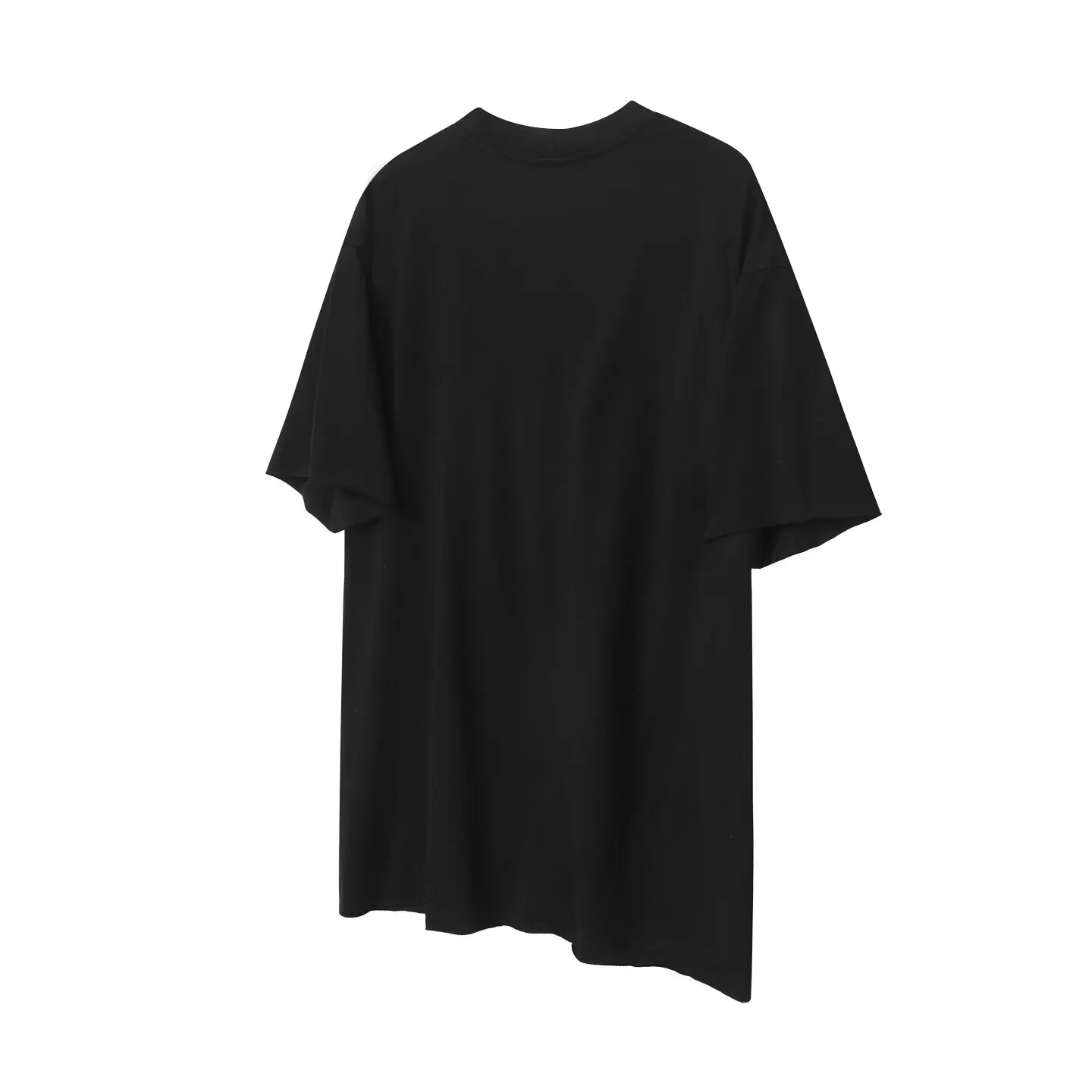 Ro Style Dark Avant-Garde Ribbon Rivet Heavy Loose Rolled Hem Silhouette Oversize Half-Sleeve Large Size Short Sleeve